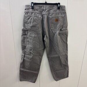 Carhartt Men’s Work Pants 36x30 Loose Fit Gray Canvas Utility Carpenter B159-CHR